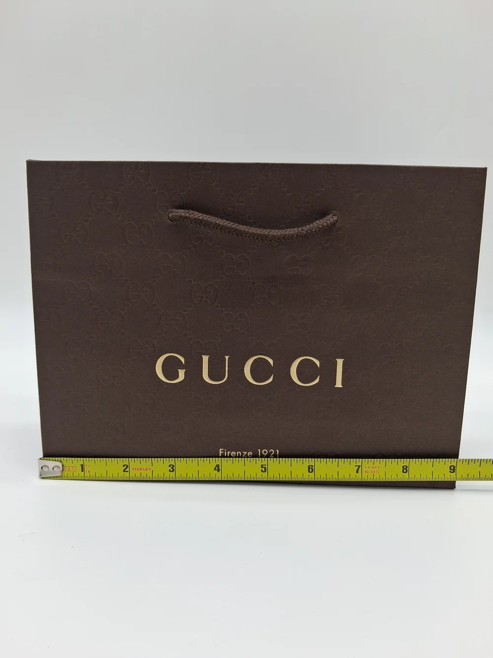 GUCCI Firenze 1921 GG Monogram Brown Gold Gift Shopping Bag Sealed Pristine